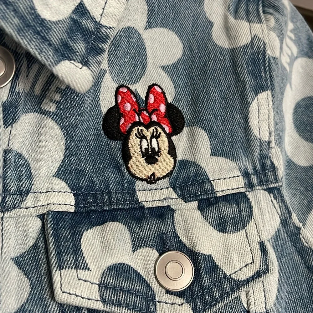 Disney Store Girls Minnie Mouse Floral Denim Jacket Size XL 14